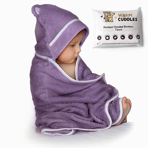 Premium Baby Bath Towel - Rayon Made from Bamboo Hooded Baby Towels - Newborn Baby Towel with Hood - Large Hooded Towel for Newborn Infant Boy Girl (Purple)