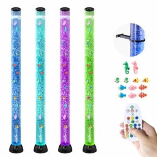 VEVOR Sensory Bubble Tube Lamp, 5 ft Bubble Fish Tube, Sensory Aquarium Lamp with 10 Floating Fish & 16 Color Effects, Remote Control, Stress Relief Calming Light for Bedroom Living Room Home Decor