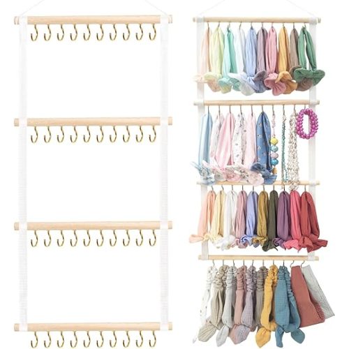 POVETIRE Headband Holder for Girls Baby Headband Organizer Head Bands Hair Accessories Display Organizer Wall Hanging Decor for Nursery Toddler Girl Room