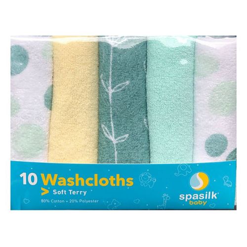 SpaSilk® 10-Pack Dot Washcloths in Green