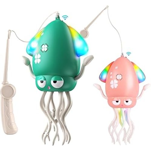 Dancing Octopus Baby Toy - 2Pcs Infant Tummy Time Toys, Upright & Crawling Modes, USB Rechargeable, Silent Mode, Obstacle Avoidance, Music & Light Octopus Toy for 3+ Years Walking Toddler