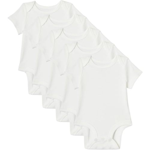 Amazon Essentials Unisex Babies' Short-Sleeve Bodysuits, Pack of 6, White, 3-6 Months