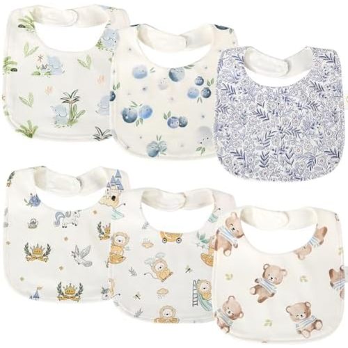 Baby Bibs 6 Pack, Soft Cotton Bandana Drool Bibs for Teething
