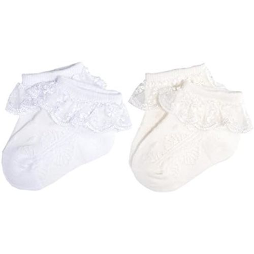 EPEIUS Baby Girl Ruffle Socks, Eyelet Frilly Lace Socks for Newborn Infant