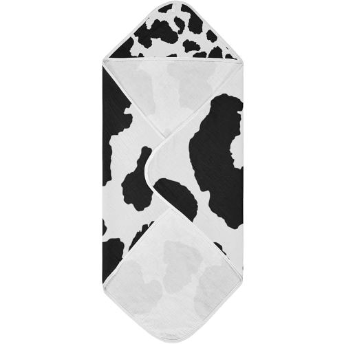 Cow Patter Black White Print Baby Towel Ultra Soft Hooded Towels for Babies - Ultra Absorbent Cotton Bath Towels 30x30 Inch
