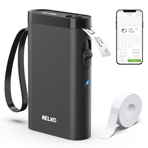 Nelko Label Maker Machine with Tape, P21 Bluetooth Label Printer, Wireless Mini Label Makers with Multiple Templates for School Office Home, Black