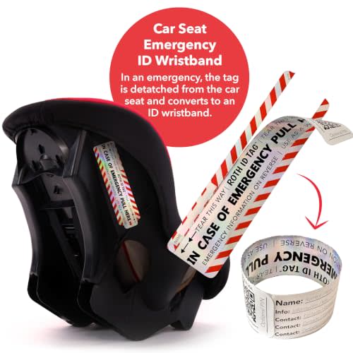 Emergency Contact Identification System for Car Seats, Booster Seats, Baby Gear | Original ROTH ID TAG Kit (2 Tags)