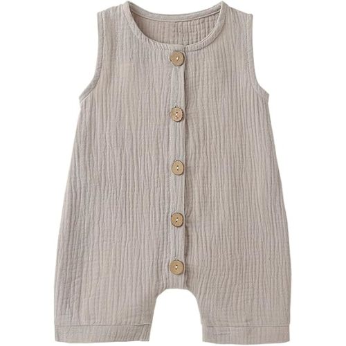 Infant Newborn Baby Boys Girls Cotton Linen Romper Summer Jumpsuit Sleeveless Overalls Clothing Set