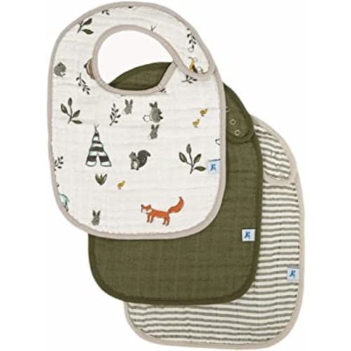 Little Unicorn Cotton Muslin Classic Bib 3 Pack – 100% Cotton – Machine Washable - 3 Lightweight, Breathable Layers