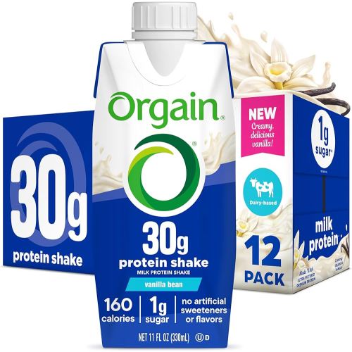 Orgain 30g High Protein Shake, Dairy Isolate Milk Protein, Vanilla Bean, 5g BCAAs, 1g Sugar Per Serving, Meal Replacement, Ready to Drink, Keto Friendly, Gluten-Free 11 Fl Oz (Pack of 12)