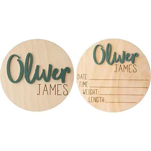 Personalized Newborn Announcement Sign for Hospital - Wooden Birth Announcement Sign for Hospital - Baby Name Announcement Sign - Baby Milestone Signs - Boy Girl - double sided