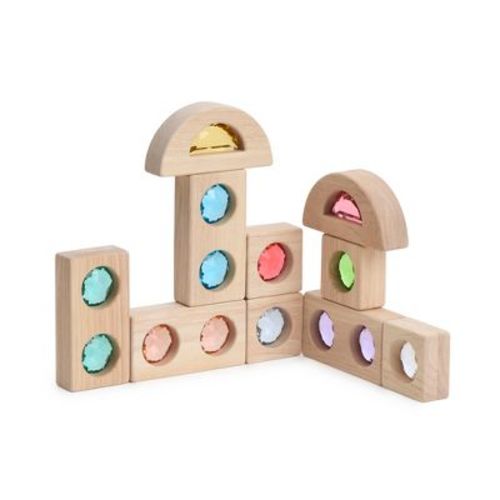Guidecraft Kids Gemstone Unit Blocks - Set of 10 Building Blocks, Toddler Sensory Development Toys