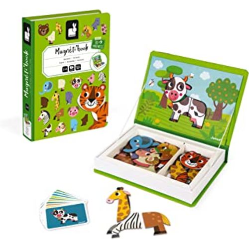 Janod MagnetiBook 41 pc Magnetic Animal Mix and Match Game - Ages 3+ - J02723