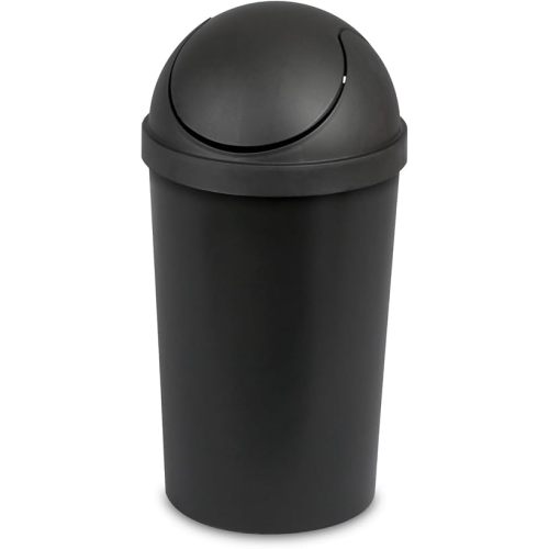Small Bathroom Trash Can, 3 Gallon Plastic Garbage Bucket Bin with Swing Top Lid, Black