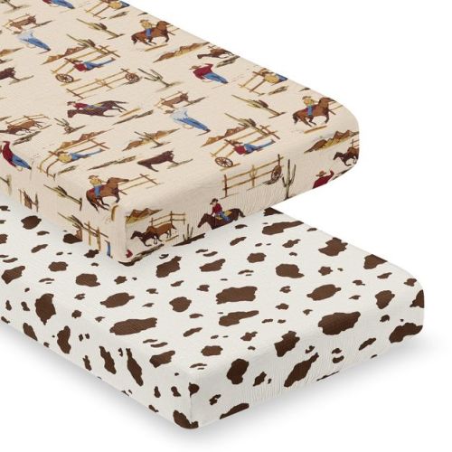 Sweet Jojo Designs Baby Boy Fitted 100% Cotton Muslin Crib Sheets Set Wild West Cowboy Multicolor 2pc
