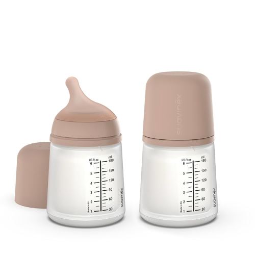 Suavinex Zero Zero Anti Colic Baby Bottle, No 1 Spanish Baby Bottle Brand, Minimizes Bottle Rejection & Nipple Confusion, Perfect for Combo Feeding, 2pk, 6oz/180mL, Medium Tone, Adaptable Flow Nipple