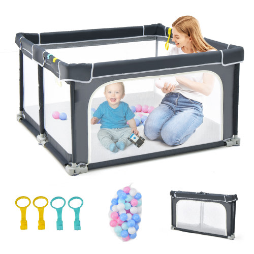 Baby Joy Portable Playpen with Ocean Balls - 124cm