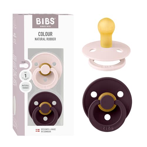 Bibs Colour Pacifier 2-Pack | BPA Free Soother, Round Nipple. Natural Rubber Latex,