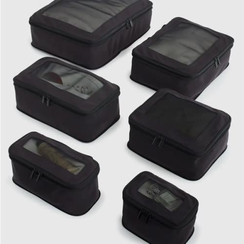 Eco Compression Packing Cubes (6-pack) in Black