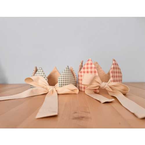 Gingham Cotton Play Crown: Adjustable Fabric Birthday Dress-Up