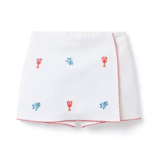 Girl White Embroidered Lobster Skort by Janie and Jack