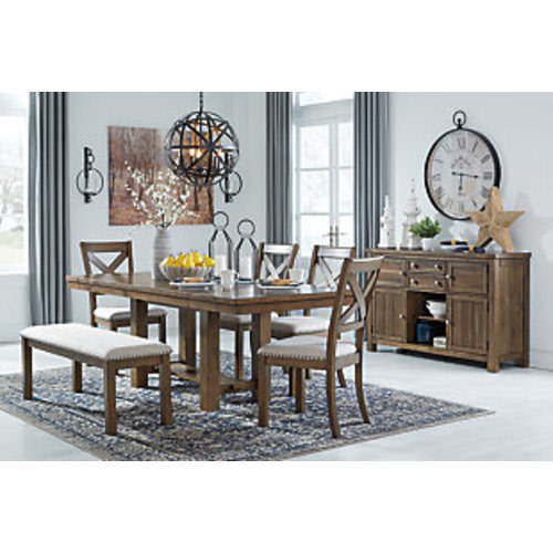 Moriville Dining Table and 4 Chairs and Bench