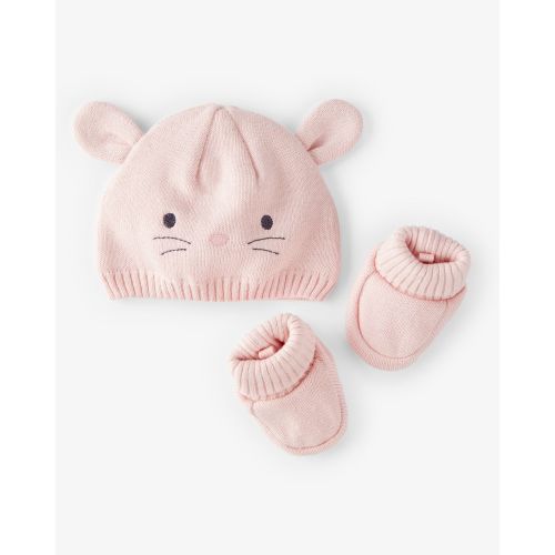 Baby 2-Pack Bunny Crochet Booties and Hat - Pink | Carter's