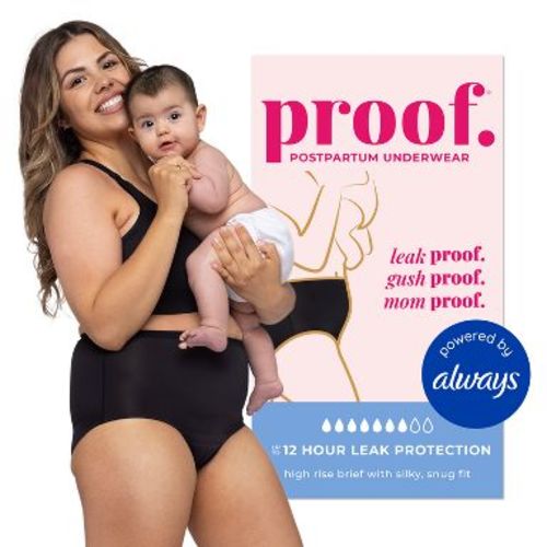 Proof Underwear Reusable Postpartum High Rise Brief, Super Heavy Absorbency - S