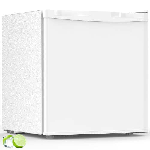 KNDKO 1.6 Cu.ft Mini Fridge with Freezer, Compact Refrigerator with Single Reversible Door, Ultra Quiet, Energy Efficient for Office, Dorm, Bedroom, Apartment, White