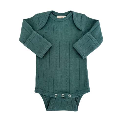 Pine / Organic Pointelle Long Sleeve Bodysuit