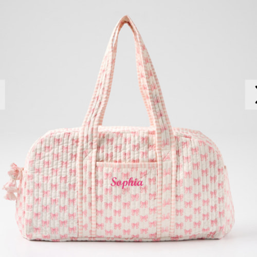 Block Print Quilted Overnighter - Bow Print