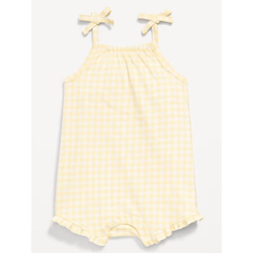 Printed Sleeveless Tie-Strap Romper for Baby