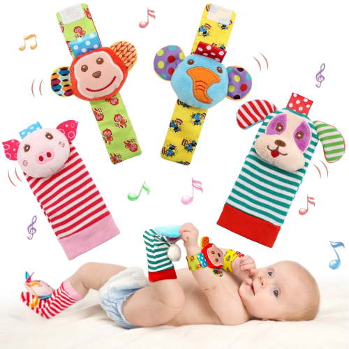 Bloobloomax Toddler Infant Development Plush Wrist Rattles Foot Finder Rattle Sock Baby Toy