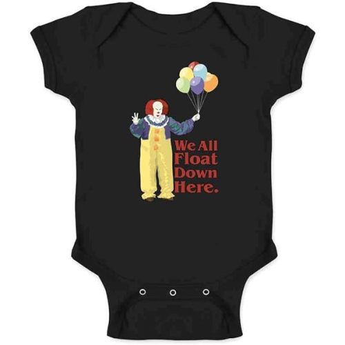 Pop Threads Minimalist Horror Clown Float Down Here Infant Bodysuit for Baby Black 6M