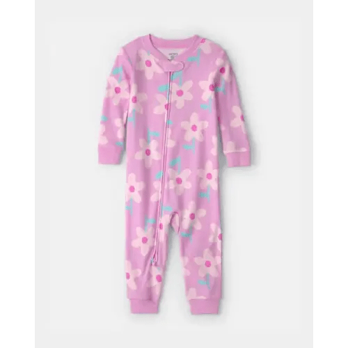 Baby Girl Floral 100% Cotton Snug Fit 1-Piece Pajama - Purple | Carter's