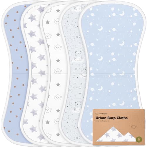 5-Pack Organic Burp Cloths for Baby Boys and Girls - Ultra Absorbent Burping Cloth, Burp Clothes, Newborn Towel - Milk Spit Up Rag, Burpy Cloth Bib for Unisex, Boy, Girl (Constellation)