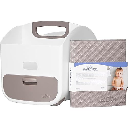 Ubbi Portable Diaper Caddy and Changing Mat, Diaper Storage, Caddy Organizer, Stores Baby Diapers, Wipes & Baby Accessories, Taupe