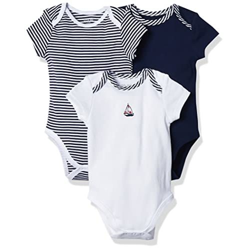 Little Me Clothes for Baby 3-Pack 100% Cotton Scratch Free Tag Bodysuits, Newborn to 9 Months