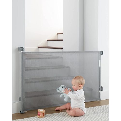 Cumbor 0-55" Retractable Baby Gate for Stairs, Extra-Wide Dog Gate for The House, Pet Gate 33” Tall, Durable Mesh Gates for Toddlers, Easy Walk-Thru Kids Gate for Doorways, Hallways(Gray)