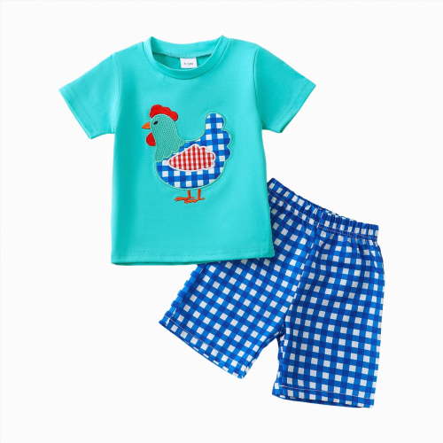 Baby Clothes Boy Toddler Boys Summer Outfits Kids Spring Embroidery Printed Short Sleeve Beach 6 12 18 24Months 2T 3T Sleepwear T-shirt+Shorts 2 Piece