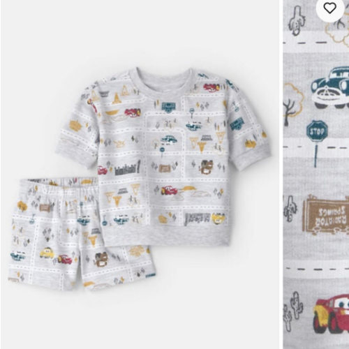 Baby Boy 2-Piece ©Disney/Pixar Cars Top & Short Set - Grey | 12M or bigger