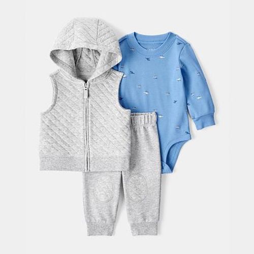 Baby Boy Carter's Helicopter Long Sleeve Bodysuit, Vest, & Joggers Set