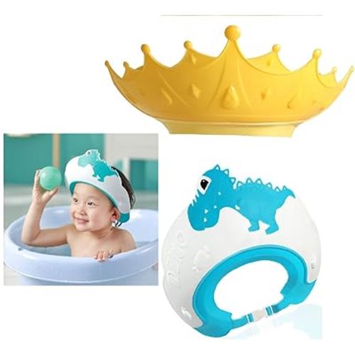 2 Pack Shower Cap Shield for Kids, Adjustable Baby Hair Washing Shield, Visor Hat for Eye and Ear Protection for 1-5 Years Old Children, Shampoo Cap Protect Baby Eyes