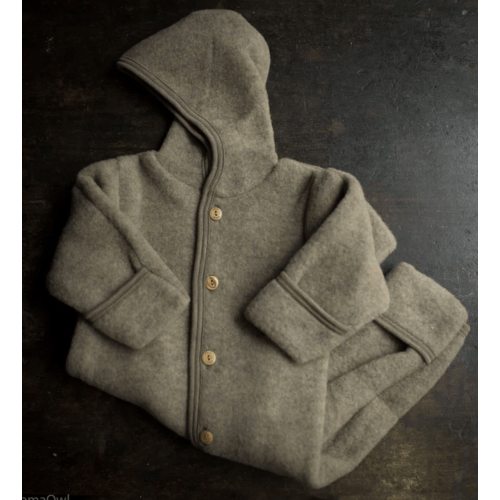 Baby Merino Wool Fleece Suit - Walnut Melange