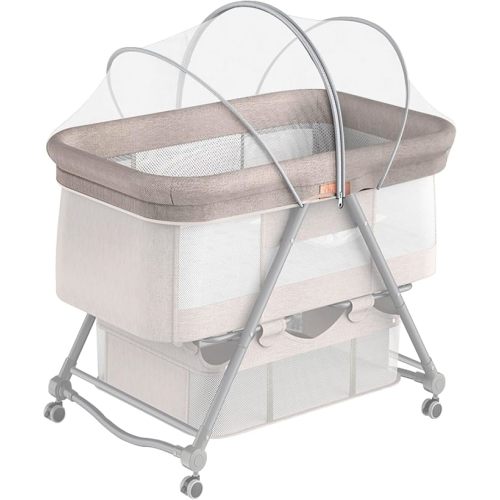 Bassinet Cover for Cats with Two-Way Zipper,Portable Bassinet Mosquito Net Cover,Mosquito Net to Keep Pets Out(White)