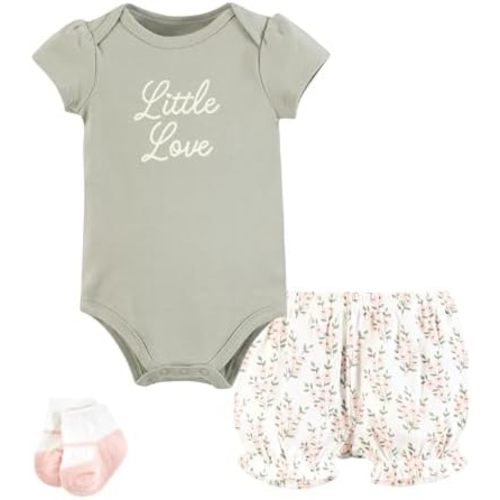 Hudson Baby Unisex Baby Bodysuit, Short and Sock, 3-Piece Set