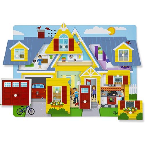 Melissa & Doug Around The House Sound Puzzle - Wooden Peg Puzzle (8 pcs)