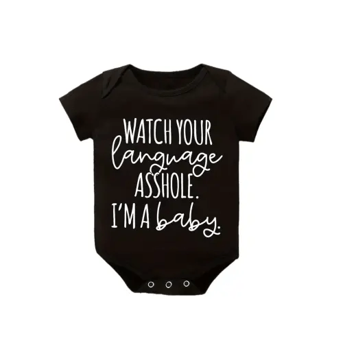 baby bodysuit onesies "watch language 'm a baby" graphic - Temu