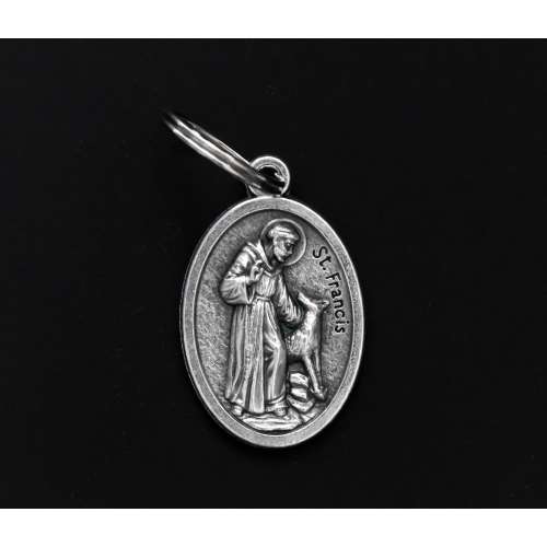 Saint Francis Medal for Pet Collar - Bless and Protect My Pet - 1" long medal with split jumpring attachment