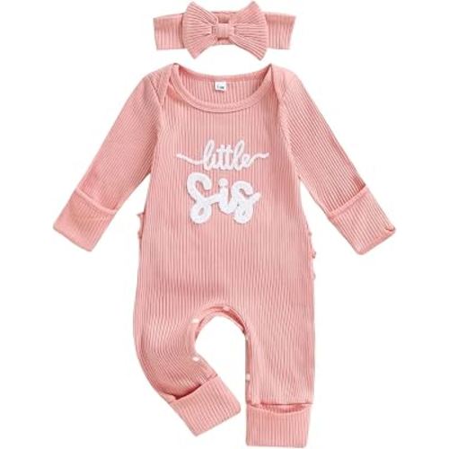allshope Newborn Baby Girl Fall Outfit Romper Jumpsuit Infant Clothes | Letter Embroidery Long Sleeve Crew Neck Winter Bodysuit Cute Clothing